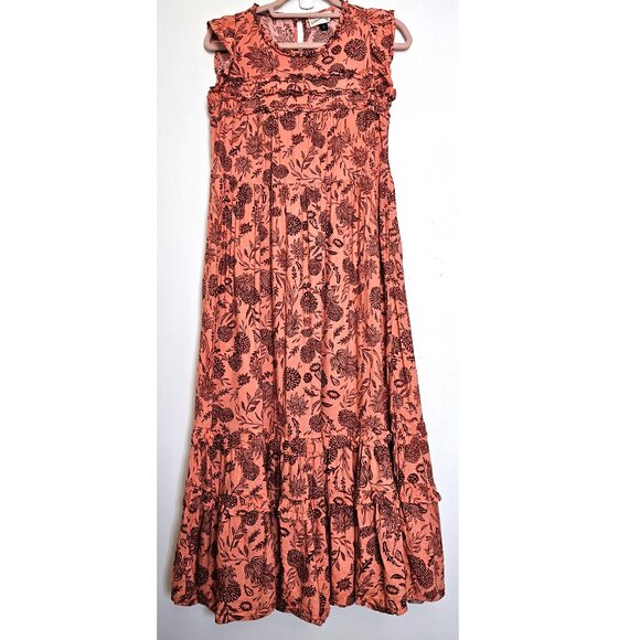 Universal Thread Floral Ruffled Flutter Sleeve Sleeveless A-Line Maxi Dress, M - Picture 2 of 12